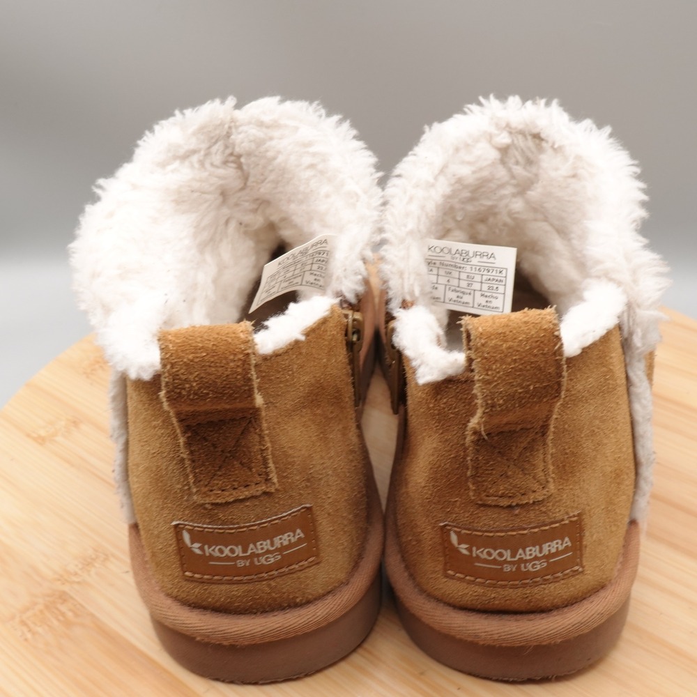 Koolaburra by UGG Boots Womens 5 Brown Suede Sheepskin Lined Ankle Flaws - Picture 4 of 10